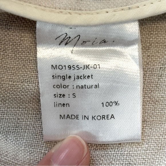 Moia 100% Linen Natural Oversized Boxy Blazer Jacket Minimalist Contemporary - Picture 7 of 8